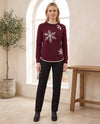Ingrid Fair Isle Trui voor Vrouwen - Nordic Patroon Gebreide Pullover - Bordeau | Auburn Row