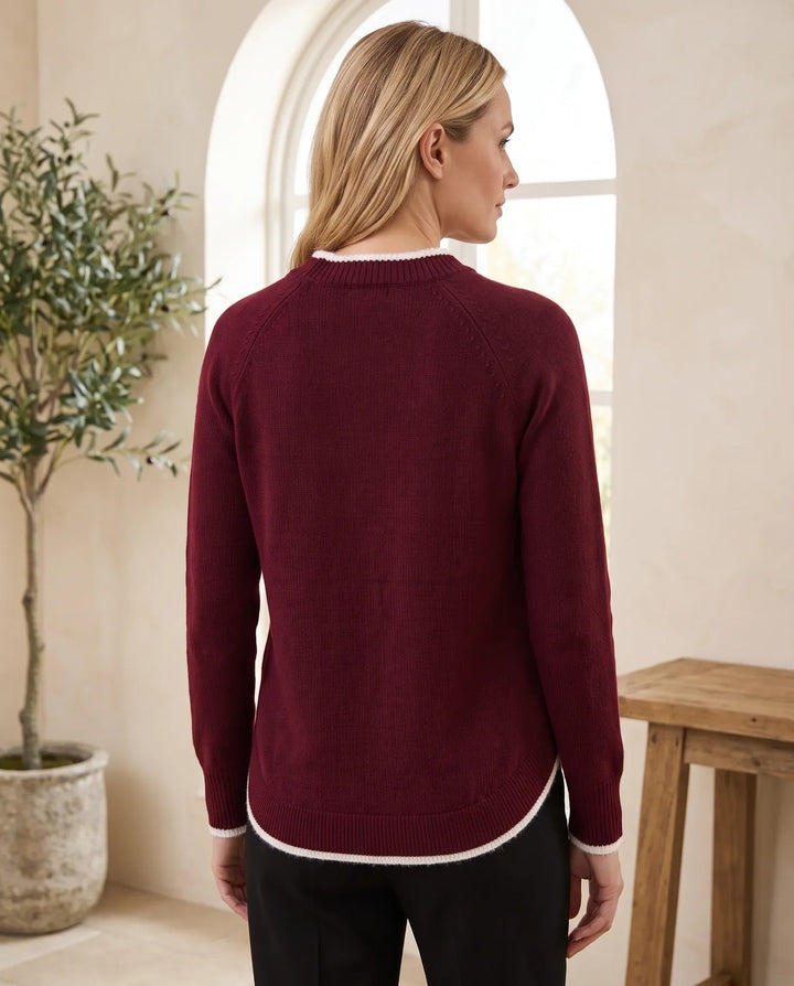 Ingrid Fair Isle Trui voor Vrouwen - Nordic Patroon Gebreide Pullover - Bordeau | Auburn Row