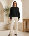Isla Kabelgebreide Trui voor Dames - Ronde Hals Lange Mouwen Jumper - Zwart | Auburn Row