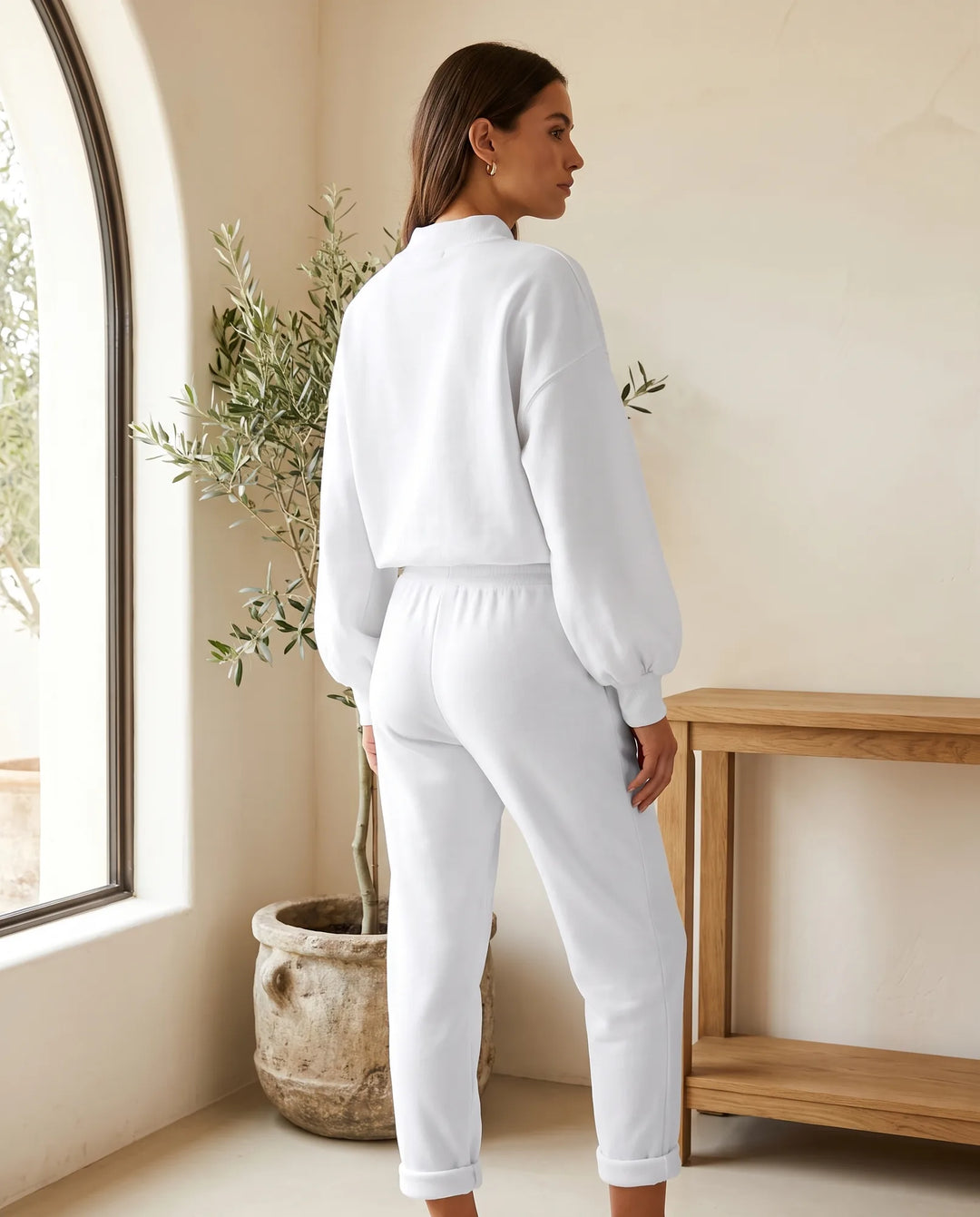 Cleo Gebreide Trui & Broek Set voor Dames – Wit