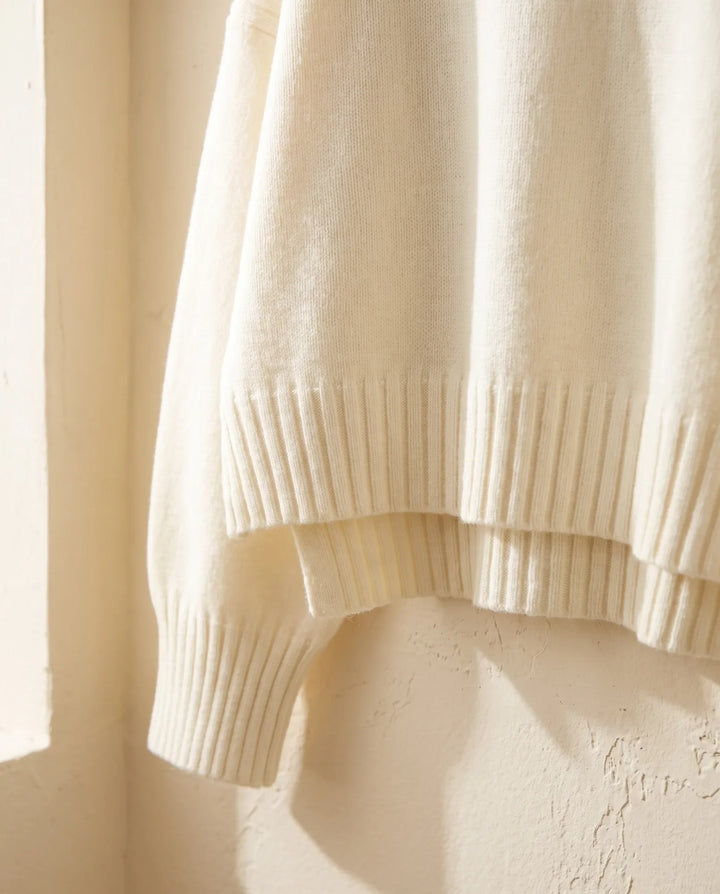 Lyra Gebreide Trui & Wijde Broek Set – Crème