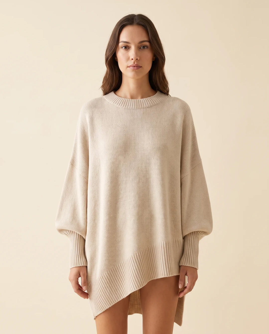 Daphne Trui voor Dames - Oversized Asymmetrische Zoom Ronde Hals