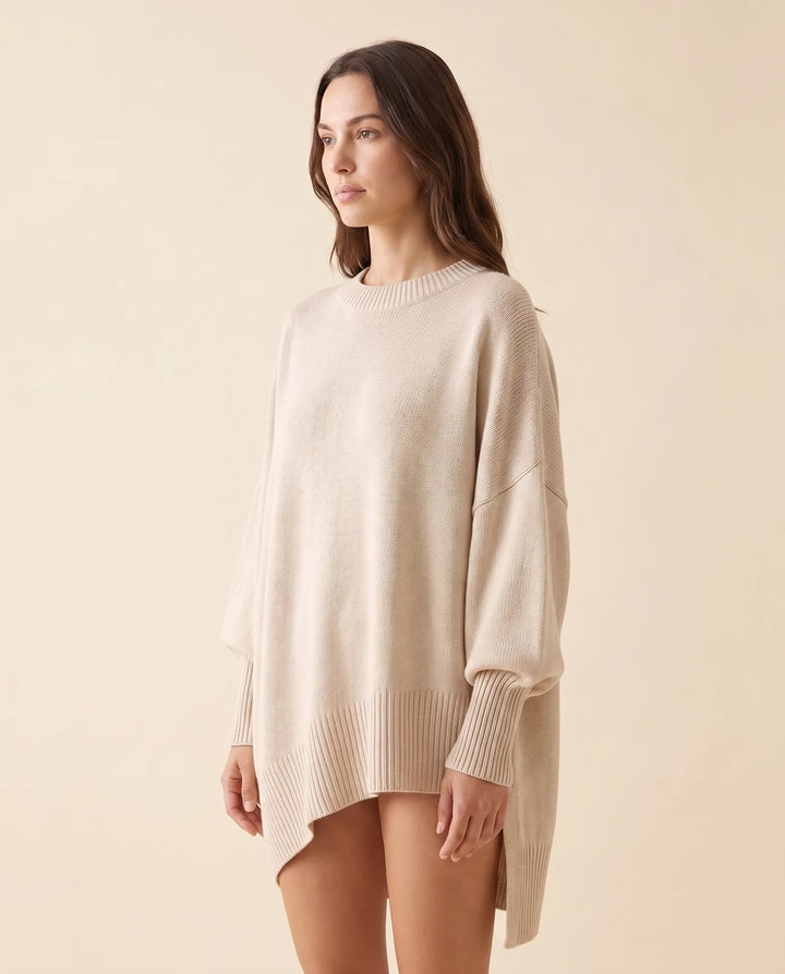 Daphne Trui voor Dames - Oversized Asymmetrische Zoom Ronde Hals