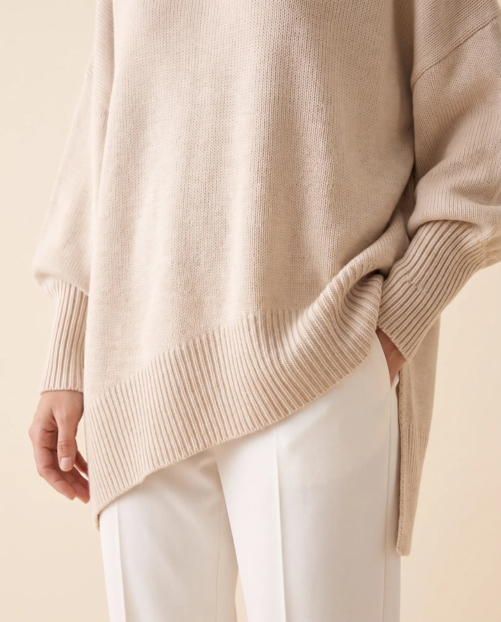 Daphne Trui voor Dames - Oversized Asymmetrische Zoom Ronde Hals