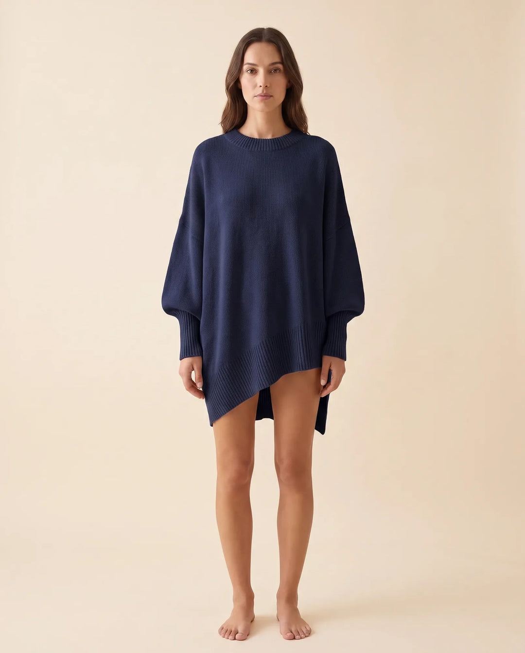 Daphne Trui voor Dames - Oversized Asymmetrische Zoom Ronde Hals