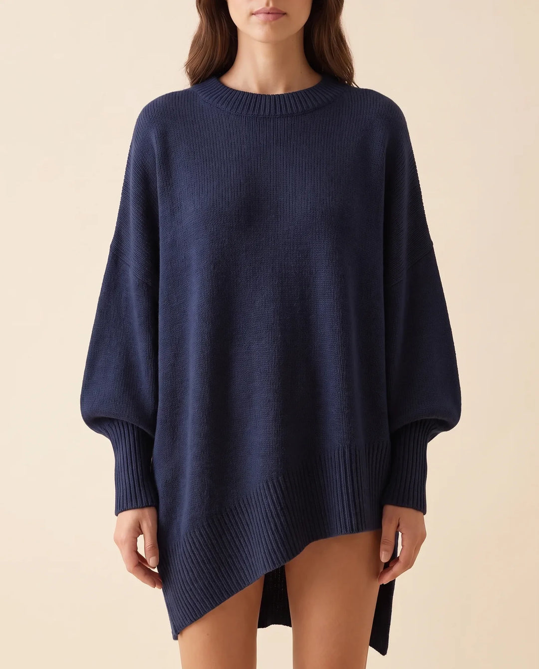 Daphne Trui voor Dames - Oversized Asymmetrische Zoom Ronde Hals