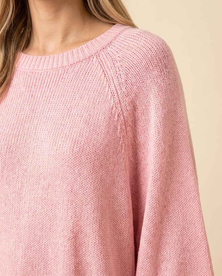 Eloise Trui voor Dames - Oversized Poncho-Stijl Met Gebogen Zoom en Ronde Hals
