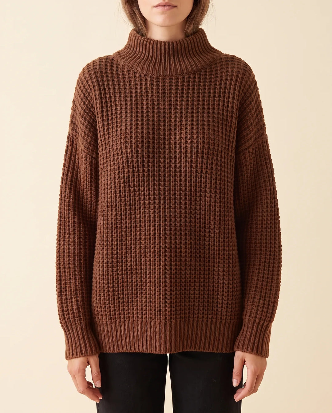 Vrouwen Fern Coltrui - Oversized Chunky Brei Met Verlaagde Schouders
