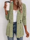 Tessa™ | Salie Geribbelde Brei Knopen-Tab Cardigan