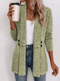 Tessa™ | Salie Geribbelde Brei Knopen-Tab Cardigan