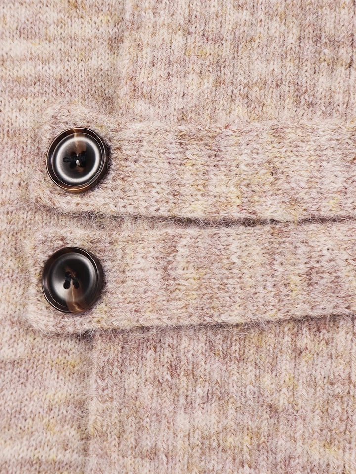 Harlow™ | Havermout Geribbelde Brei Knopen-Tab Cardigan
