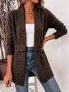 Camille™ | Chocolade Ribgebreide Knopen-Tab Cardigan