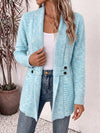 Nova™ | Aqua Geribbelde Brei Knopen-Tab Cardigan