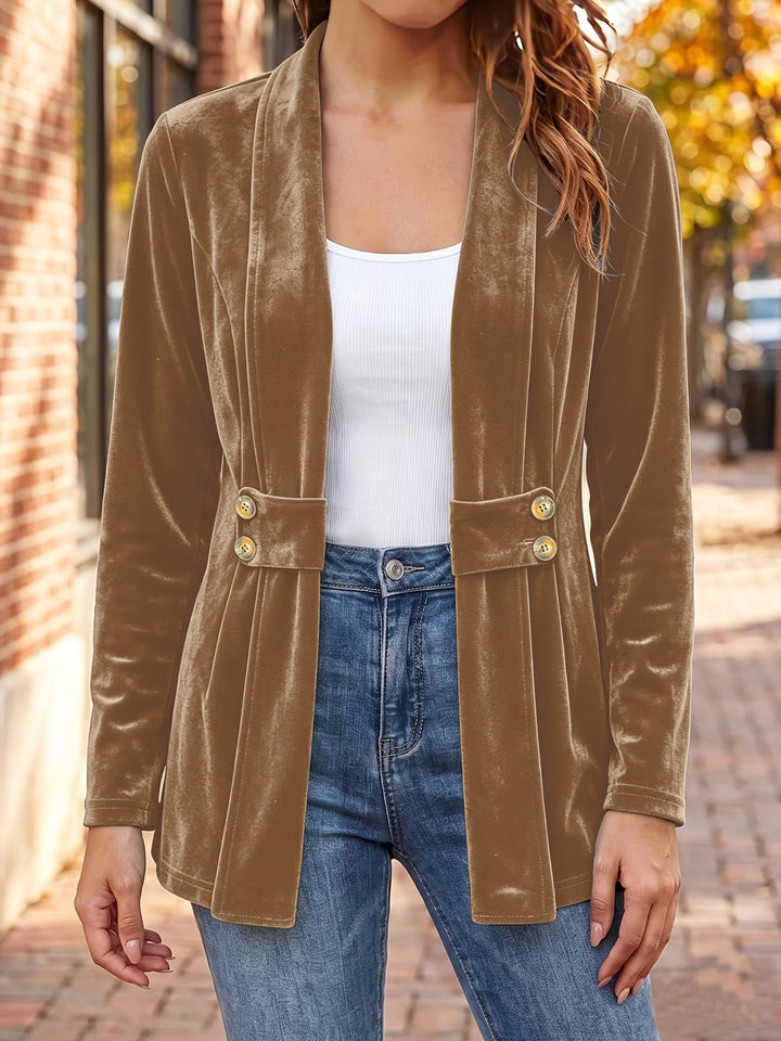 Sutton™ | Camel Velvet Knopen-Tab Cardigan