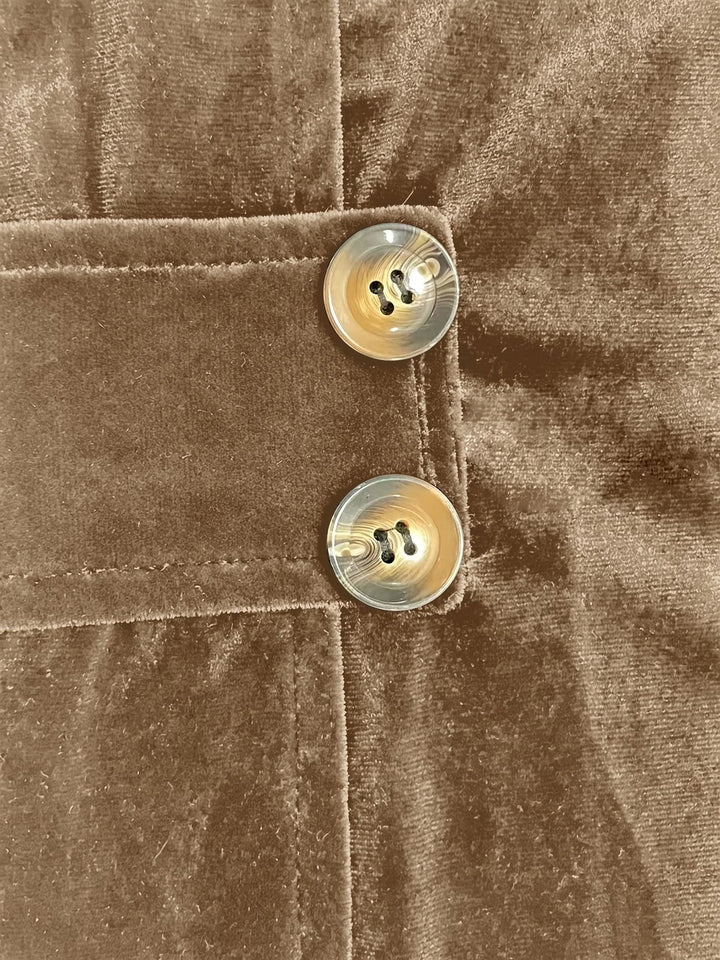 Sutton™ | Camel Velvet Knopen-Tab Cardigan