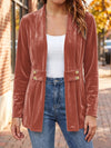 Sienna™ | Rustkleurige Velvet Knop-Tab Cardigan