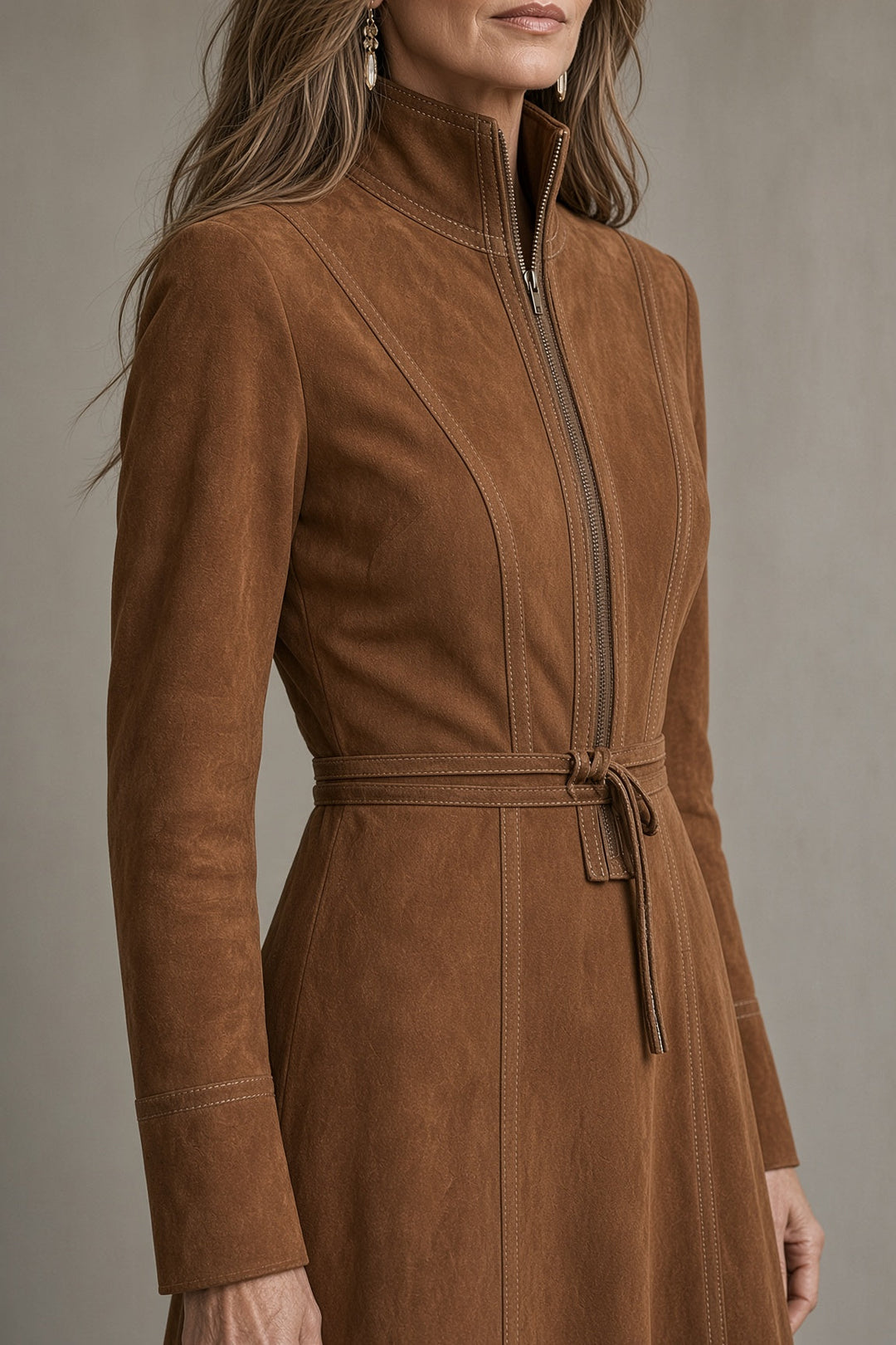 Tara Retro Chic Jurk - Bruin
