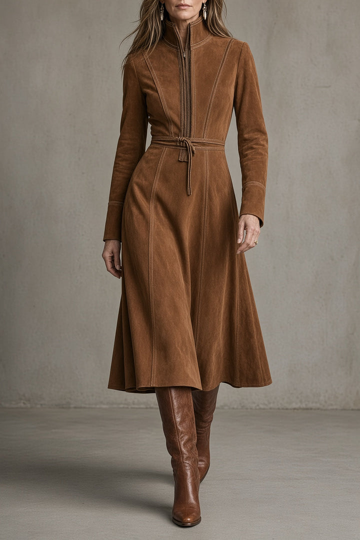 Tara Retro Chic Jurk - Bruin