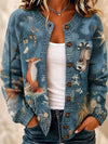 Mila | Gebreide Cardigan met Woodland Dierenprint en Knopen aan de Voorkant