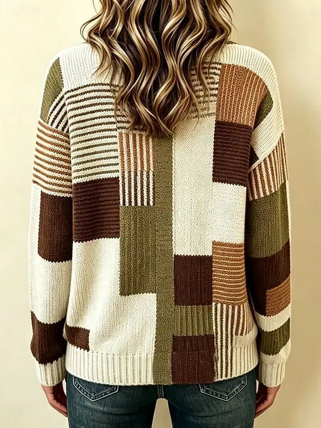Ellie | Geometrische Patchwork Gebreide Knopen Voor Cardigan