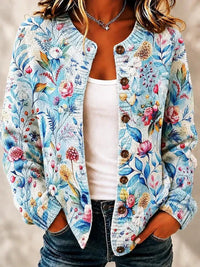 Savannah | Bloemrijke Botanische Print Gebreide Knopen Front Cardigan