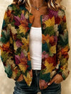 Hazel | Gebreide Cardigan met Knopen en Herfstbladprint