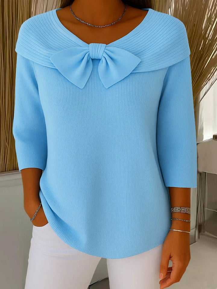 Tivella™ | Sweater met Strik en Ronde Halslijn
