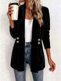 Lark™ | Zwarte Velvet Knop-Tab Cardigan