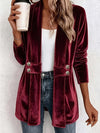 Livia™ | Wijn Velours Knop-Tabs Cardigan