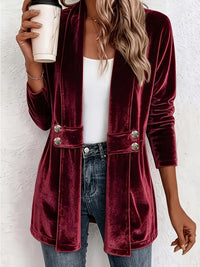 Livia™ | Wijn Velours Knop-Tabs Cardigan