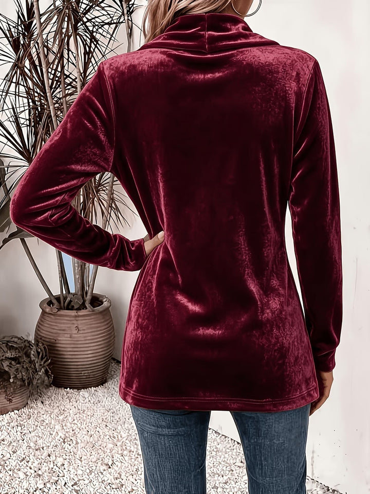 Livia™ | Wijn Velours Knop-Tabs Cardigan