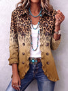 Carmela | Okergele blazer met panterprint en ruches