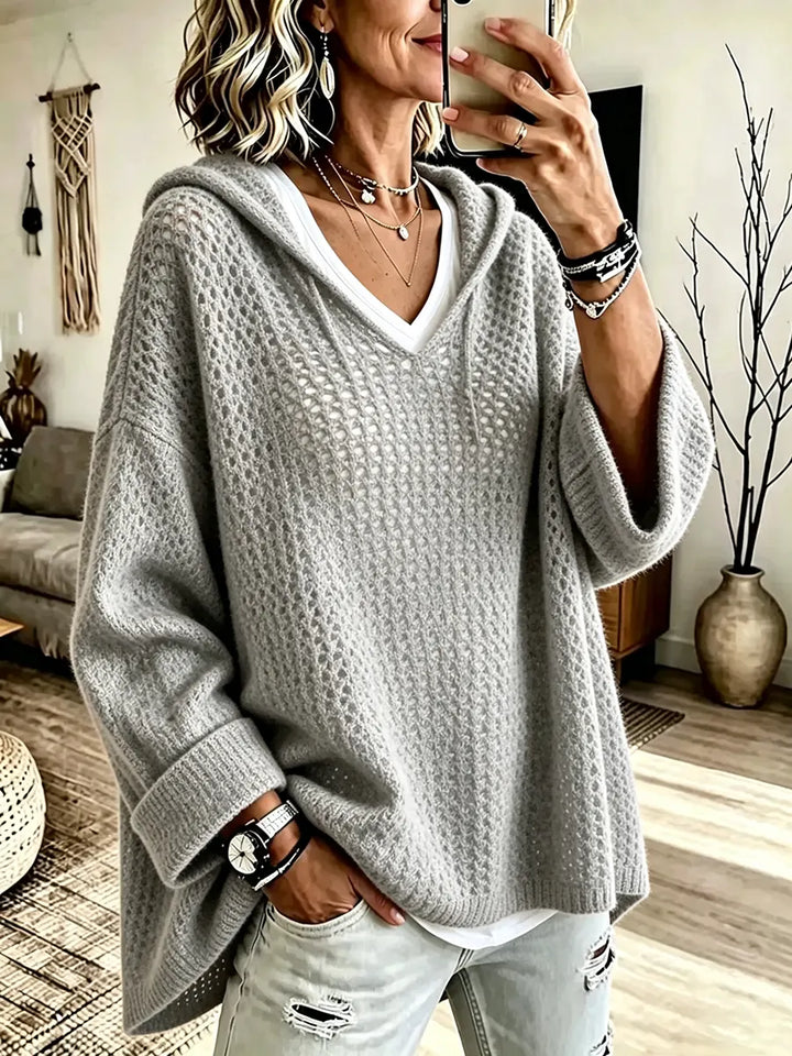 Vintage Zonbeschermende Gebreide Hoodie Trui