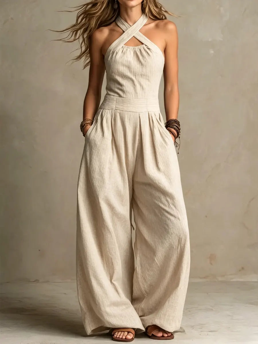 Bianca | Jumpsuit met een Elegante Kruis Halslijn