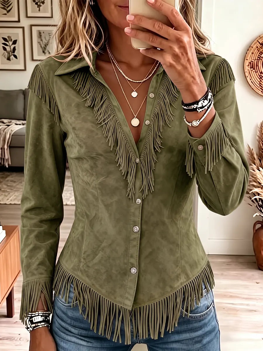 Vintage Elegante Tassel Suède Shirt