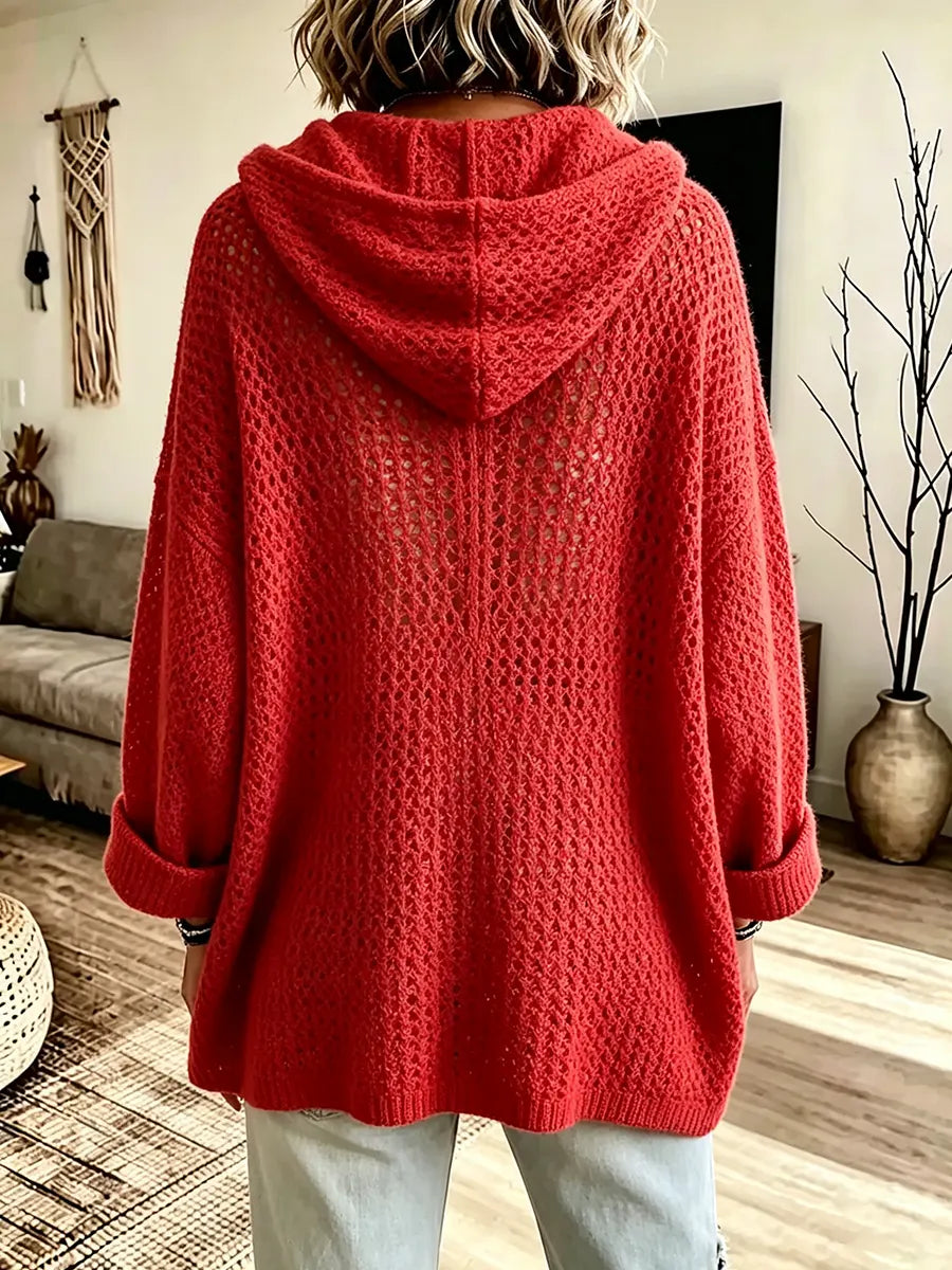 Vintage Zonbeschermende Gebreide Hoodie Trui