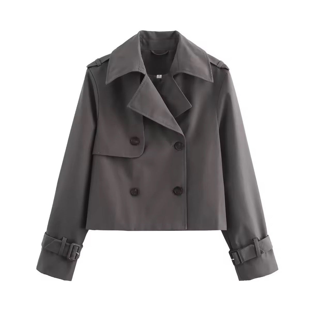 Eugenia | Korte trenchcoat met dubbele knopenrij