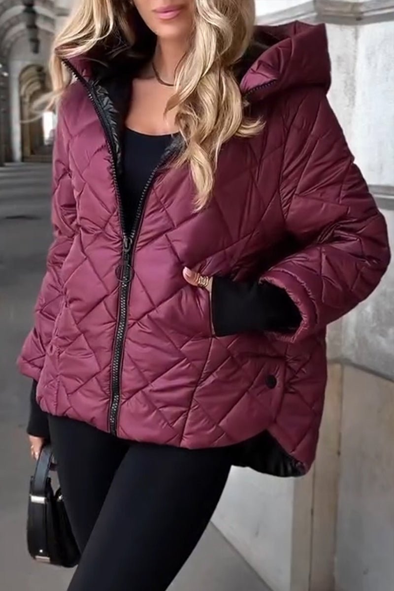 Delaney | Diamant Gequilt Hooded Puffer Jacket