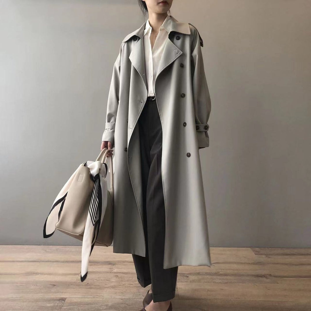 Katherine | Lange trenchcoat met dubbele knopenrij