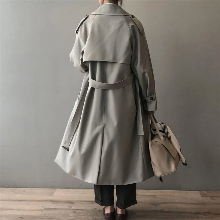 Katherine | Lange trenchcoat met dubbele knopenrij