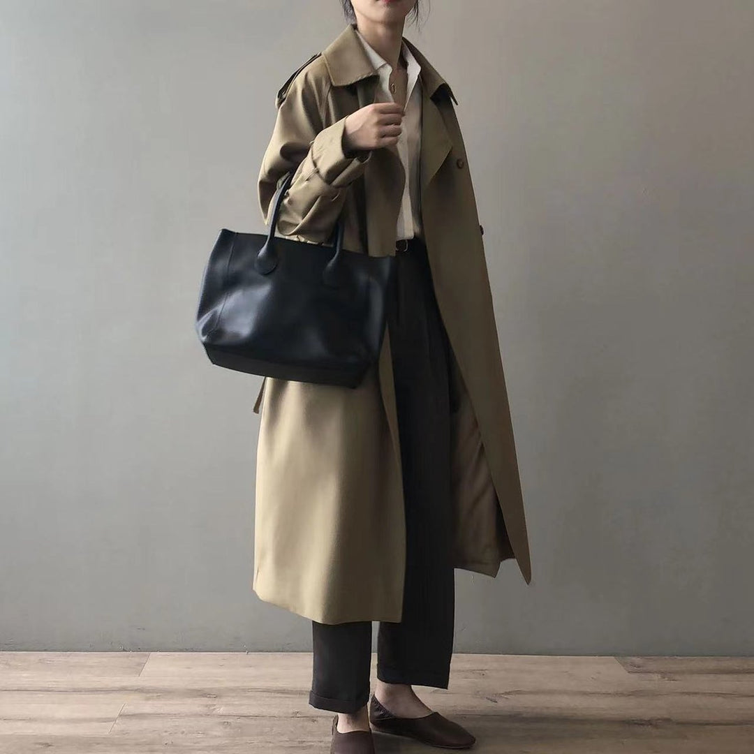 Katherine | Lange trenchcoat met dubbele knopenrij