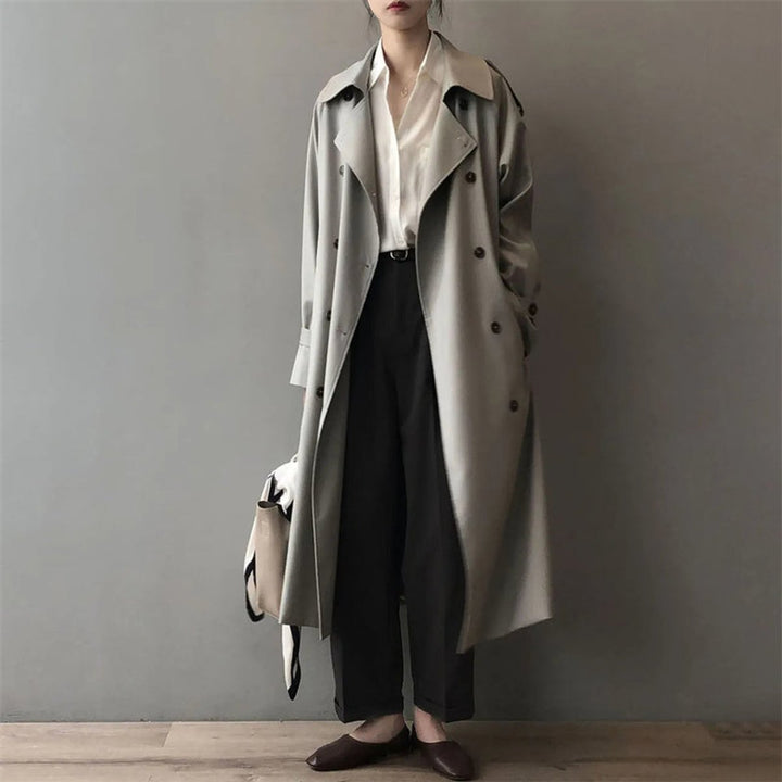Katherine | Lange trenchcoat met dubbele knopenrij