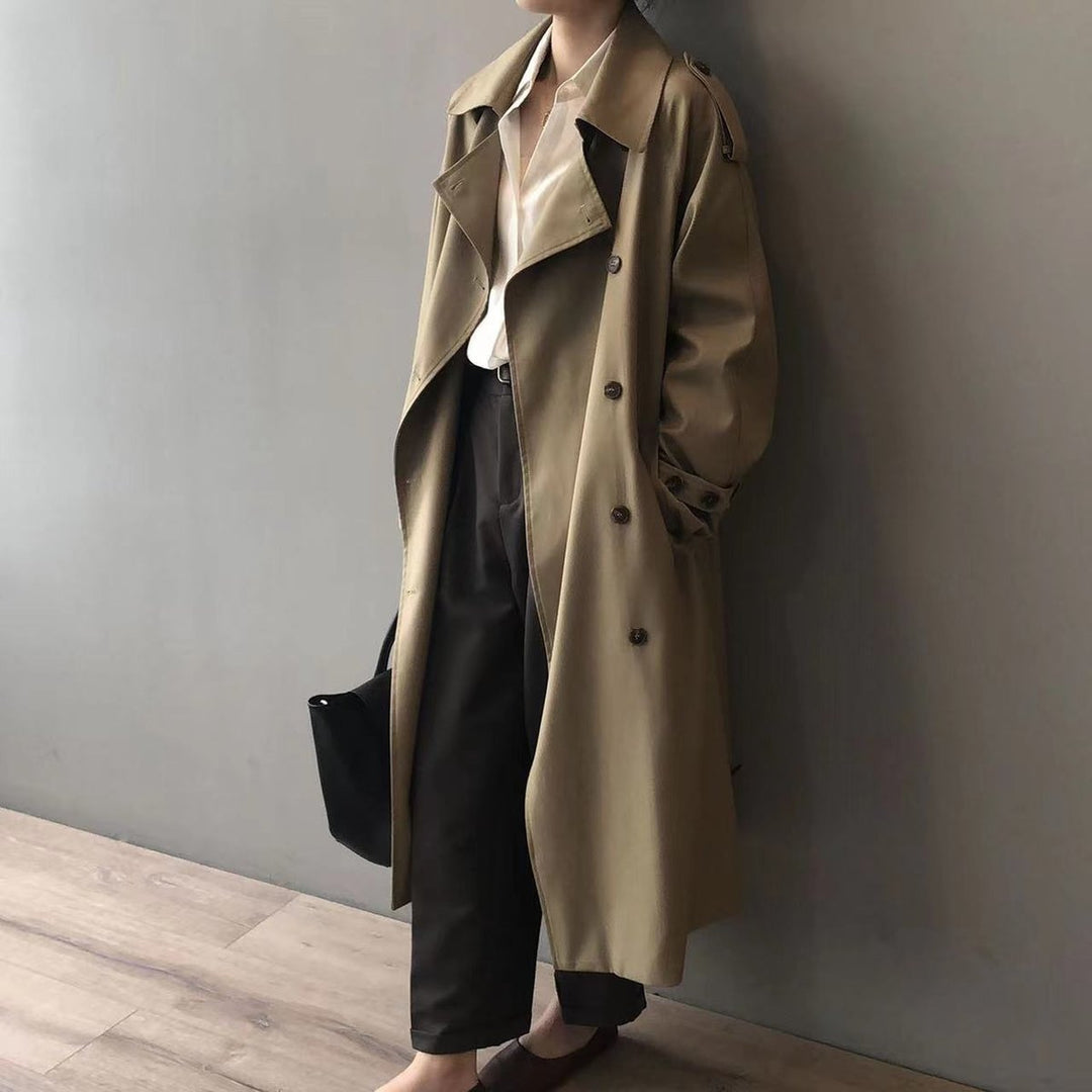 Katherine | Lange trenchcoat met dubbele knopenrij