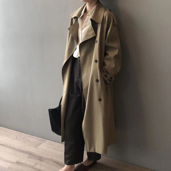 Katherine | Lange trenchcoat met dubbele knopenrij