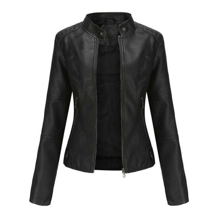 Helen | Verfijnde bikerjack met staande kraag