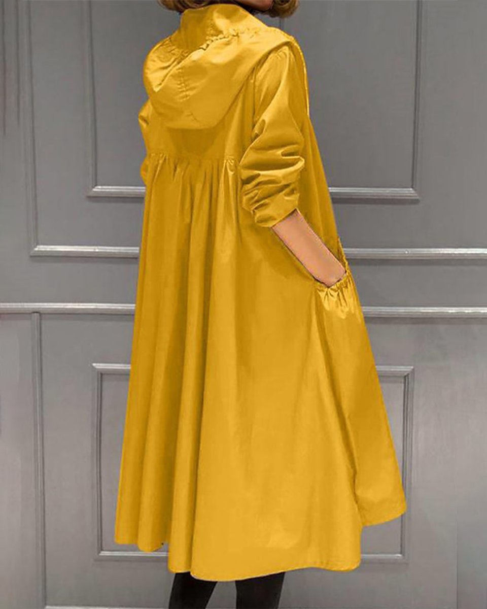 Kathleen | Lange trenchcoat met capuchon en rits