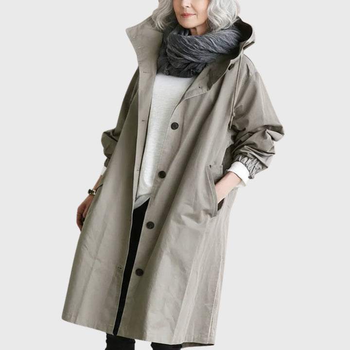 Ruth | Gewatteerde ruimvallende lange trenchcoat