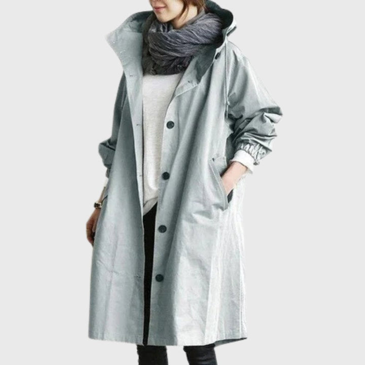 Ruth | Gewatteerde ruimvallende lange trenchcoat