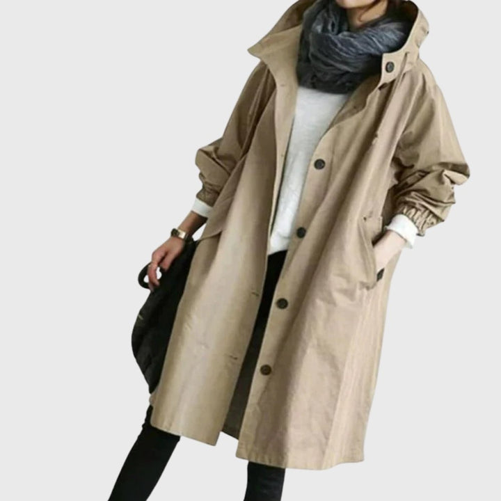 Ruth | Gewatteerde ruimvallende lange trenchcoat