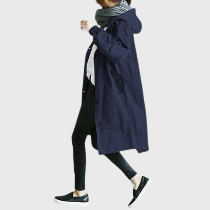 Ruth | Gewatteerde ruimvallende lange trenchcoat